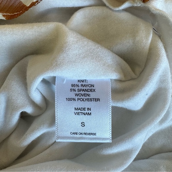 2/$10 New York & Co Tank w/ chiffon overlay Sz S white black & brown pattern - Picture 9 of 9